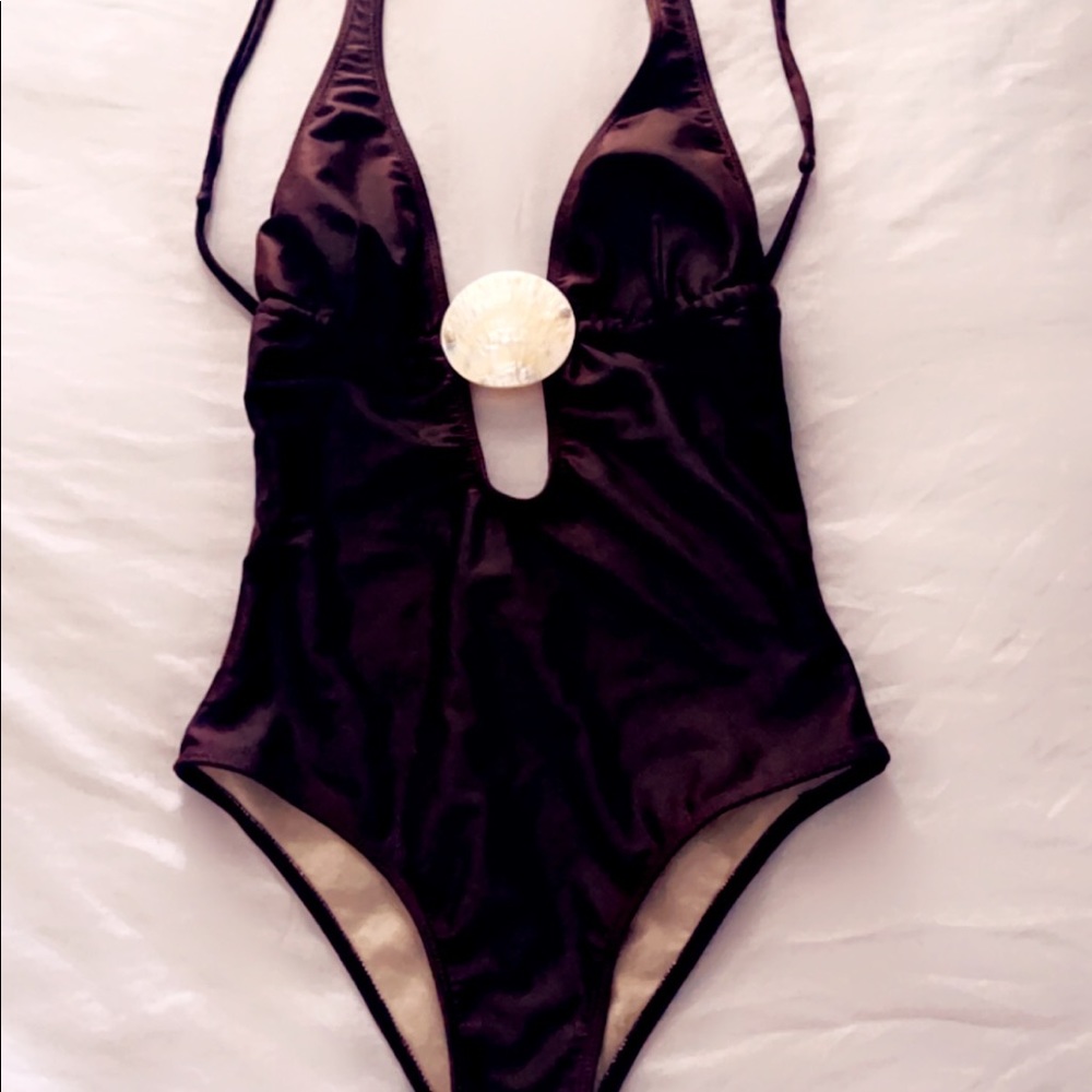 BROWN ONE PIECE SWIMSUIT
